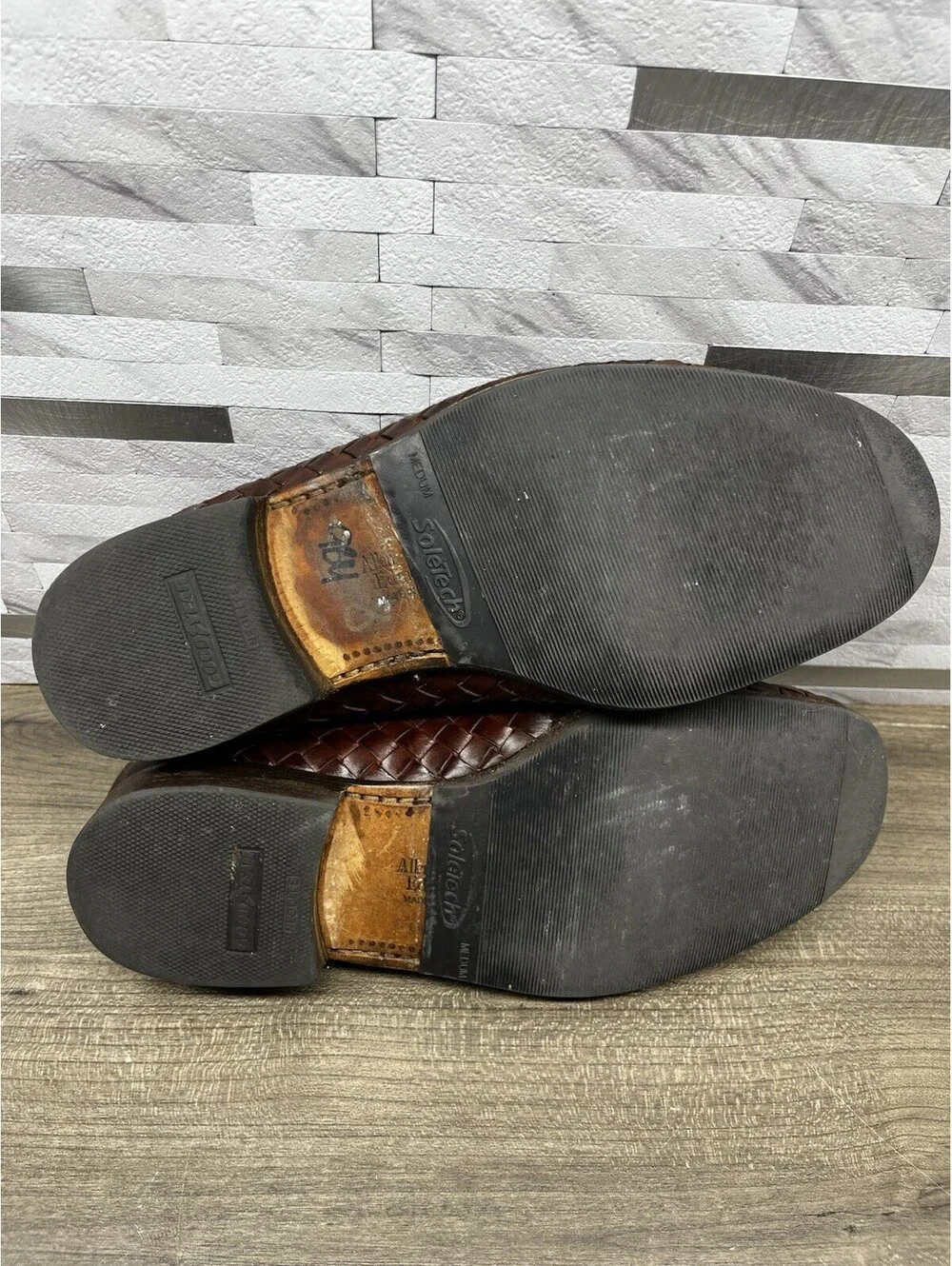 Allen Edmonds Messina Moc Loafers Men’s 7.5 EEE Weave Intrecciato Brown Italy